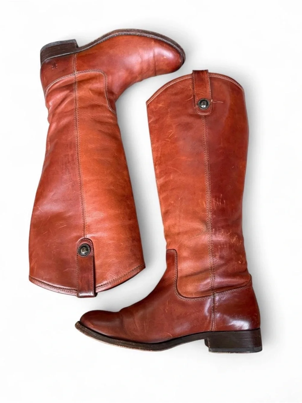 Frye Women’s 5 B Brown Leather Riding Boots Tall Knee High Pull On Classic